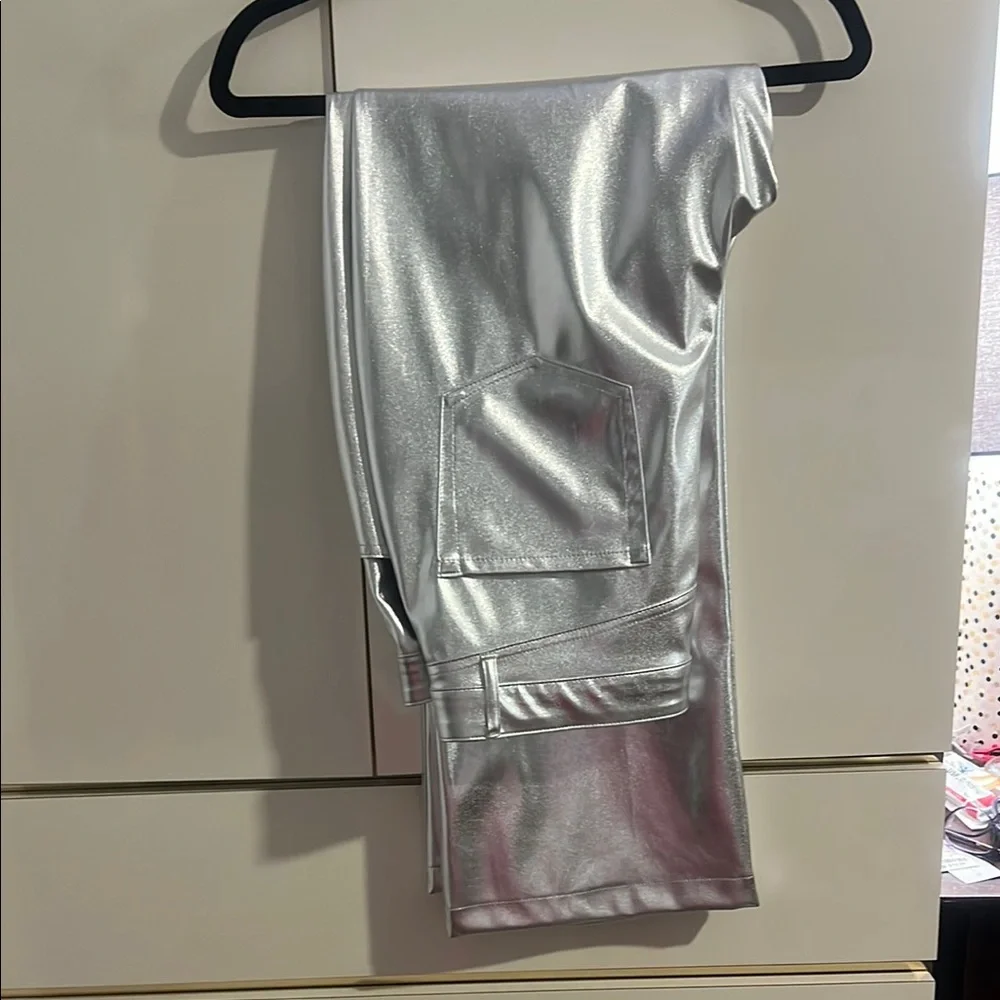 NWT Wild Fable Silver Metallic flare Jeans - Picture 6 of 14